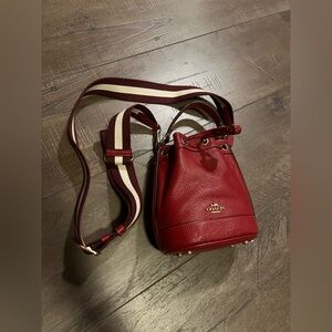 Coach Dempsey 15 CG532 Drawstring Red Leather Crossbody Bucket Bag